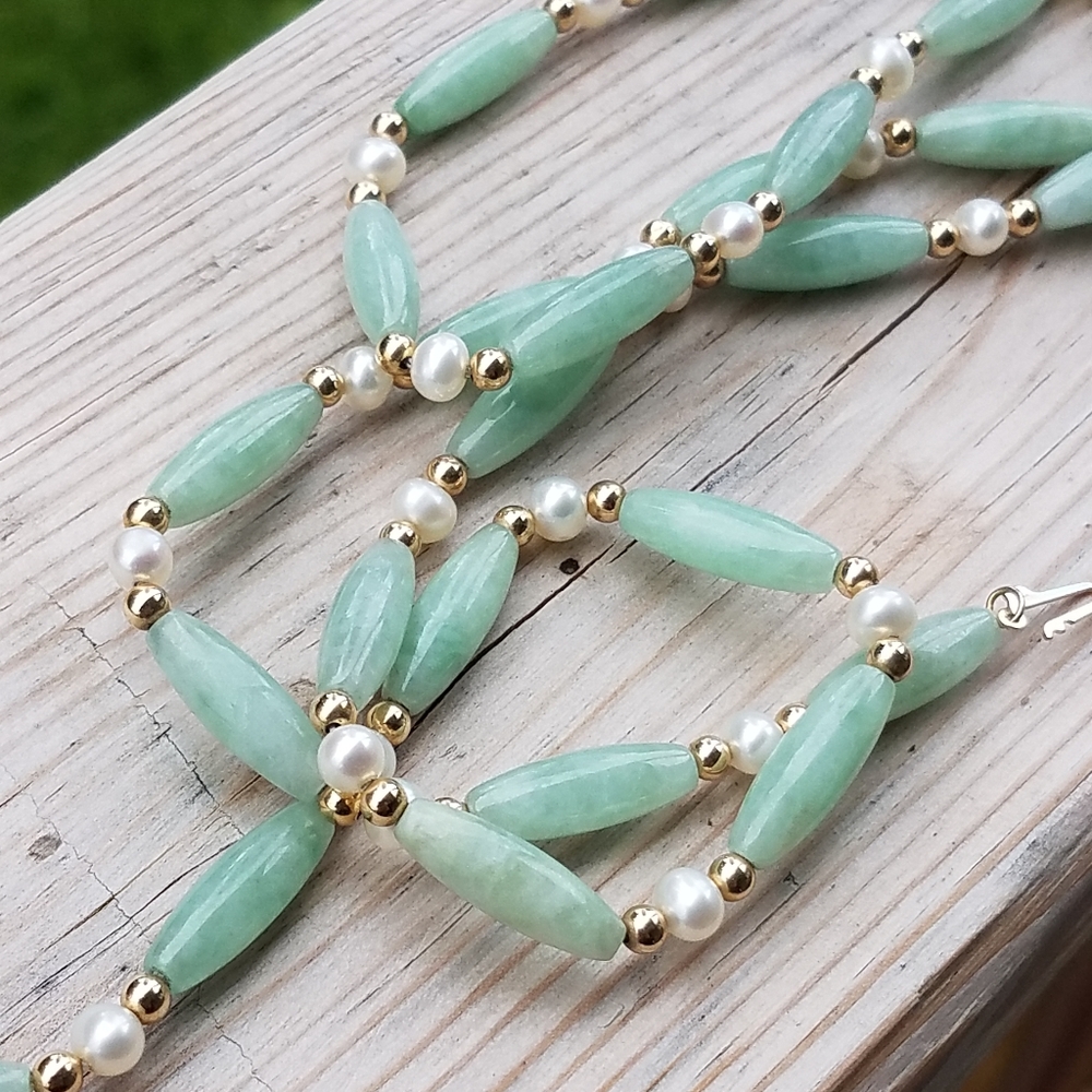 14k jade and pearl necklace